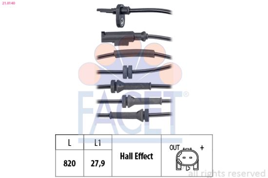 Obrázok Snímač počtu otáčok kolesa FACET Made in Italy - OE Equivalent 210140