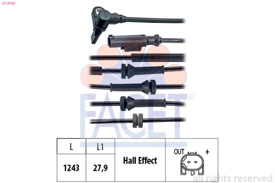Obrázok Snímač počtu otáčok kolesa FACET Made in Italy - OE Equivalent 210183