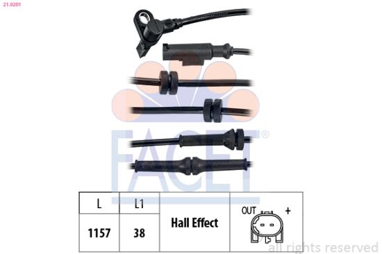 Obrázok Snímač počtu otáčok kolesa FACET Made in Italy - OE Equivalent 210201