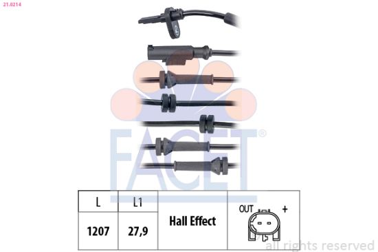 Obrázok Snímač počtu otáčok kolesa FACET Made in Italy - OE Equivalent 210214