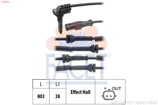 Obrázok Snímač počtu otáčok kolesa FACET Made in Italy - OE Equivalent 210219