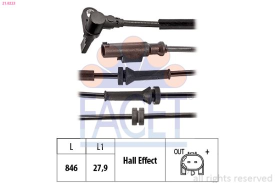 Obrázok Snímač počtu otáčok kolesa FACET Made in Italy - OE Equivalent 210223