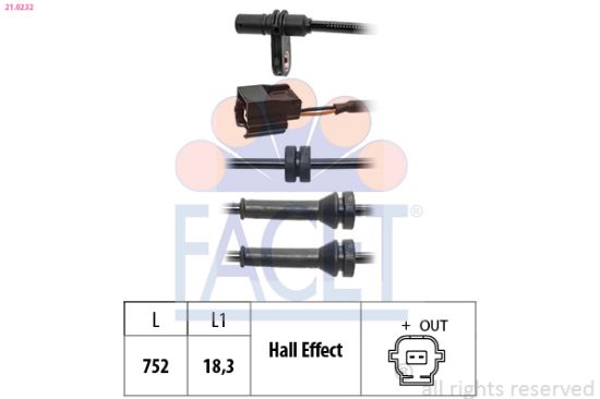 Obrázok Snímač počtu otáčok kolesa FACET Made in Italy - OE Equivalent 210232