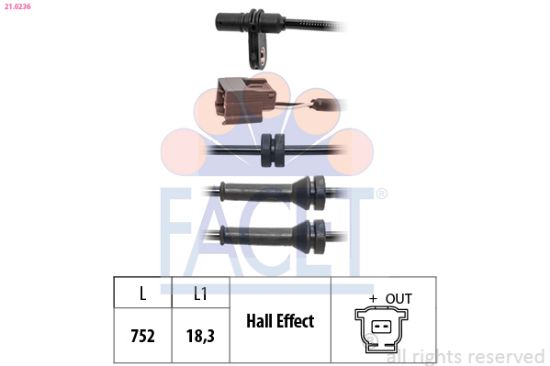 Obrázok Snímač počtu otáčok kolesa FACET Made in Italy - OE Equivalent 210236