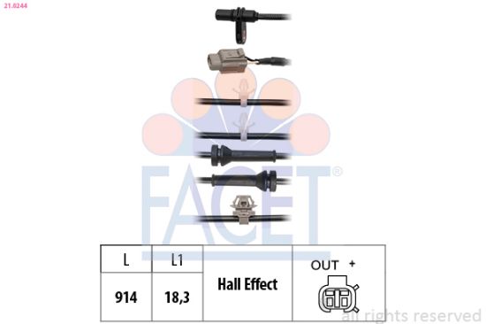 Obrázok Snímač počtu otáčok kolesa FACET Made in Italy - OE Equivalent 210244