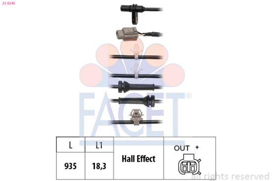 Obrázok Snímač počtu otáčok kolesa FACET Made in Italy - OE Equivalent 210245