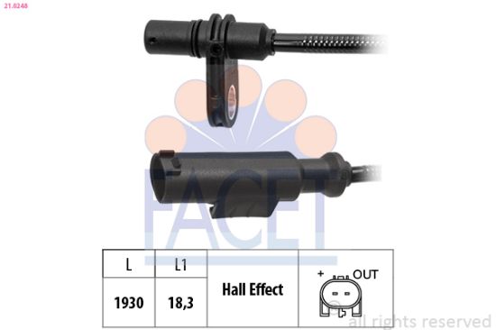 Obrázok Snímač počtu otáčok kolesa FACET Made in Italy - OE Equivalent 210248