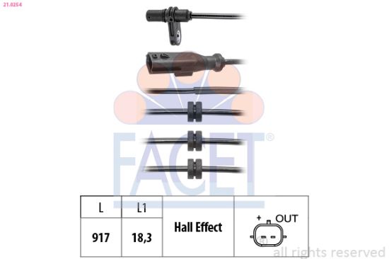 Obrázok Snímač počtu otáčok kolesa FACET Made in Italy - OE Equivalent 210254