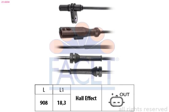 Obrázok Snímač počtu otáčok kolesa FACET Made in Italy - OE Equivalent 210258