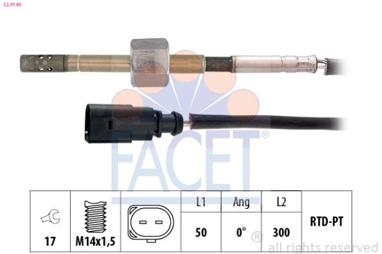 Obrázok Snímač teploty výfukových plynov FACET Made in Italy - OE Equivalent 220146
