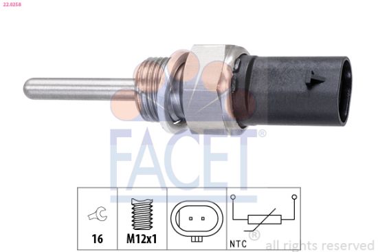 Obrázok Snímač teploty výfukových plynov FACET Made in Italy - OE Equivalent 220258