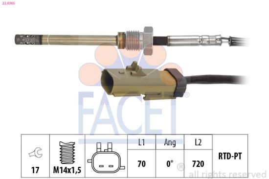 Obrázok Snímač teploty výfukových plynov FACET Made in Italy - OE Equivalent 220365