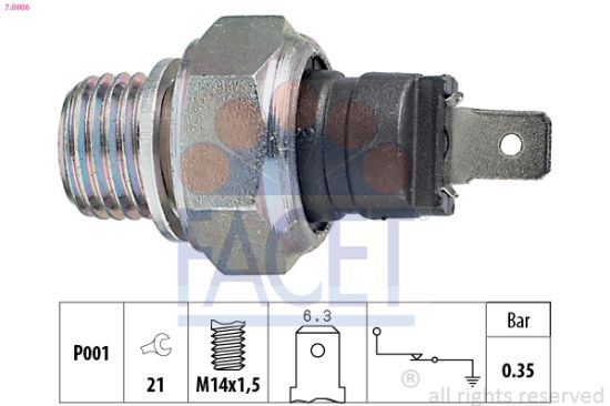 Obrázok Olejový tlakový spínač FACET Made in Italy - OE Equivalent 70006