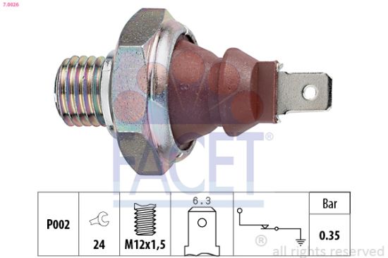 Obrázok Olejový tlakový spínač FACET Made in Italy - OE Equivalent 70026
