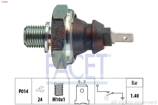 Obrázok Olejový tlakový spínač FACET Made in Italy - OE Equivalent 70046