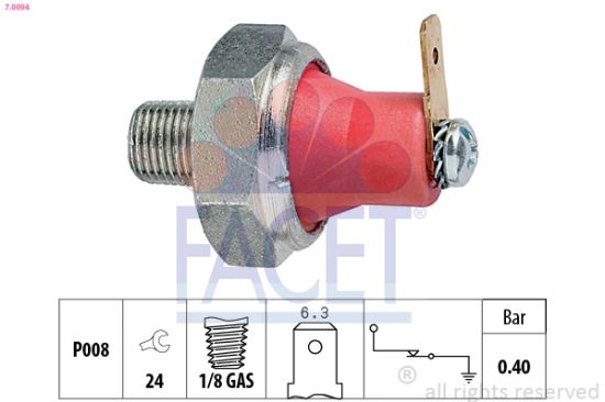 Obrázok Olejový tlakový spínač FACET Made in Italy - OE Equivalent 70094