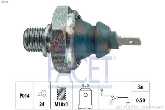 Obrázok Olejový tlakový spínač FACET Made in Italy - OE Equivalent 70138