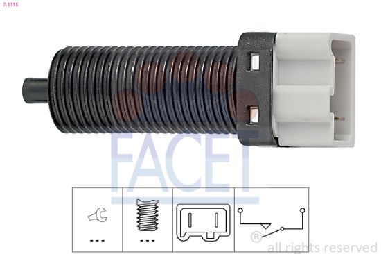 Obrázok Spínač ovládania spojky (pre tempomat) FACET Made in Italy - OE Equivalent 71115