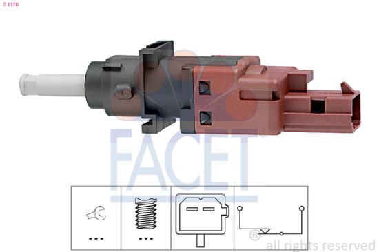 Obrázok Spínač ovládania spojky (pre tempomat) FACET Made in Italy - OE Equivalent 71170