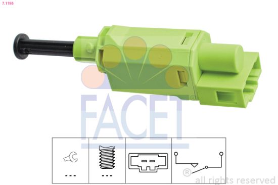 Obrázok Spínač ovládania spojky (pre tempomat) FACET Made in Italy - OE Equivalent 71198