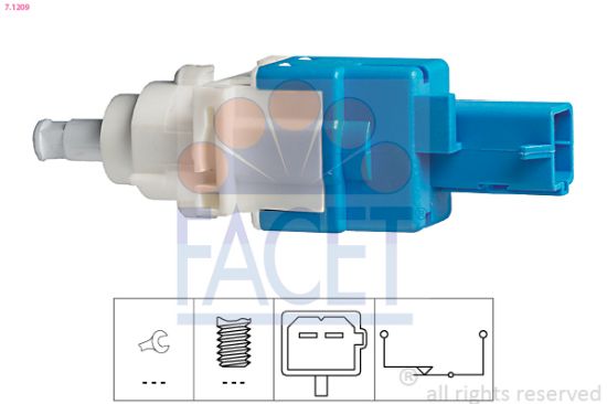 Obrázok Spínač ovládania spojky (pre tempomat) FACET Made in Italy - OE Equivalent 71209