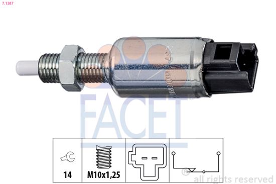 Obrázok Spínač ovládania spojky (pre tempomat) FACET Made in Italy - OE Equivalent 71287