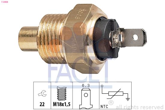 Obrázok Snímač teploty chladiacej kvapaliny FACET Made in Italy - OE Equivalent 73008