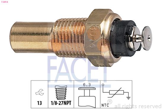 Obrázok Snímač teploty chladiacej kvapaliny FACET Made in Italy - OE Equivalent 73014