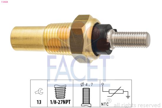 Obrázok Snímač teploty chladiacej kvapaliny FACET Made in Italy - OE Equivalent 73028