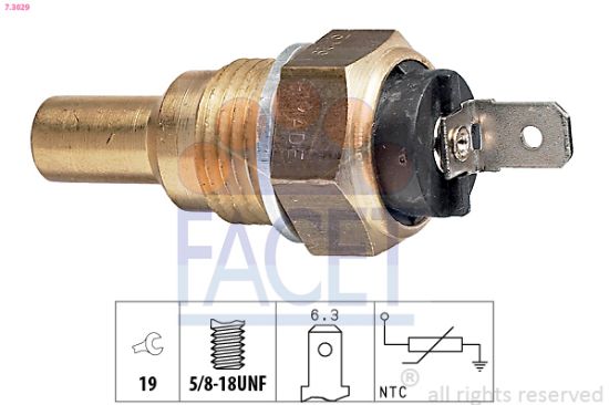 Obrázok Snímač teploty chladiacej kvapaliny FACET Made in Italy - OE Equivalent 73029