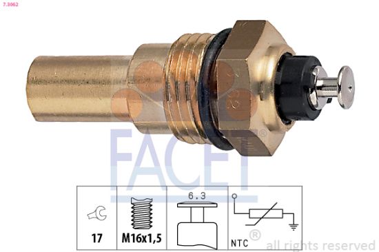 Obrázok Snímač teploty chladiacej kvapaliny FACET Made in Italy - OE Equivalent 73062