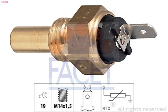 Obrázok Snímač teploty chladiacej kvapaliny FACET Made in Italy - OE Equivalent 73066