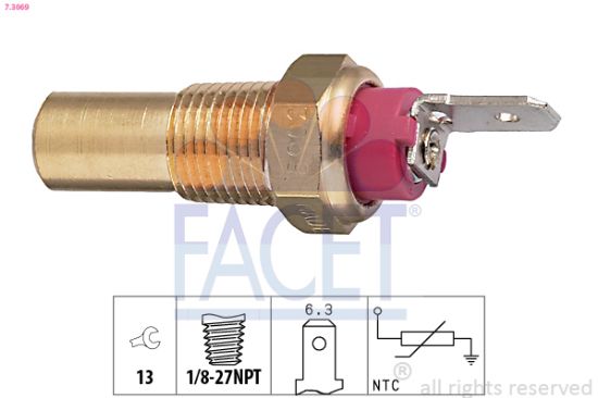 Obrázok Snímač teploty chladiacej kvapaliny FACET Made in Italy - OE Equivalent 73069