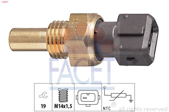 Obrázok Snímač teploty chladiacej kvapaliny FACET Made in Italy - OE Equivalent 73077