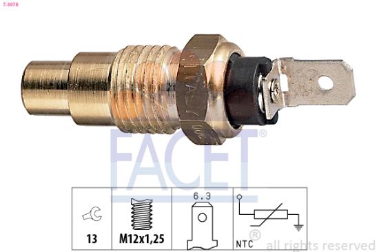 Obrázok Snímač teploty chladiacej kvapaliny FACET Made in Italy - OE Equivalent 73078