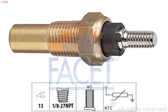 Obrázok Snímač teploty chladiacej kvapaliny FACET Made in Italy - OE Equivalent 73082