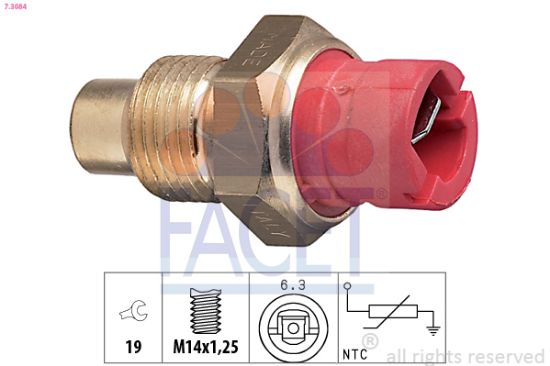 Obrázok Snímač teploty chladiacej kvapaliny FACET Made in Italy - OE Equivalent 73084