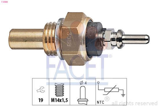 Obrázok Snímač teploty chladiacej kvapaliny FACET Made in Italy - OE Equivalent 73088