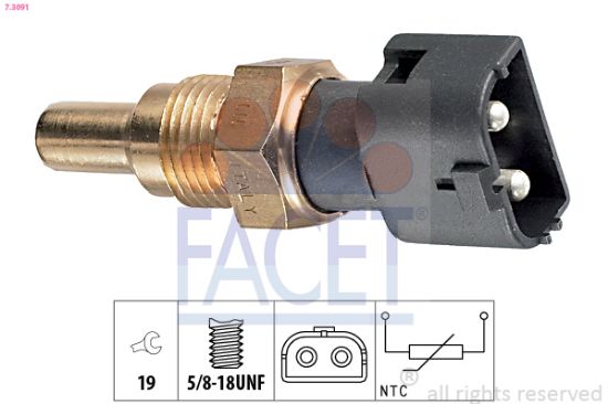 Obrázok Snímač teploty chladiacej kvapaliny FACET Made in Italy - OE Equivalent 73091