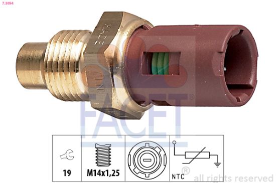 Obrázok Snímač teploty chladiacej kvapaliny FACET Made in Italy - OE Equivalent 73094
