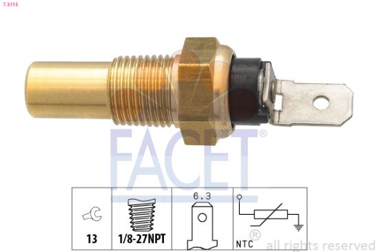 Obrázok Snímač teploty chladiacej kvapaliny FACET Made in Italy - OE Equivalent 73115