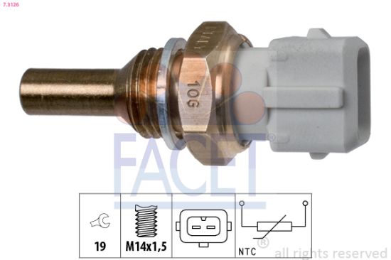 Obrázok Snímač teploty chladiacej kvapaliny FACET Made in Italy - OE Equivalent 73126
