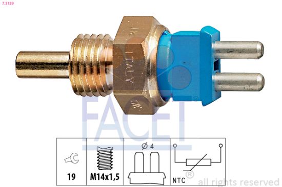Obrázok Snímač teploty chladiacej kvapaliny FACET Made in Italy - OE Equivalent 73139
