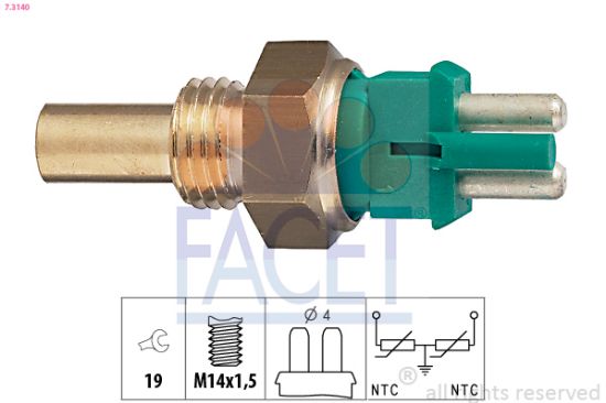 Obrázok Snímač teploty chladiacej kvapaliny FACET Made in Italy - OE Equivalent 73140