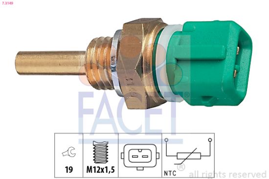 Obrázok Snímač teploty chladiacej kvapaliny FACET Made in Italy - OE Equivalent 73149