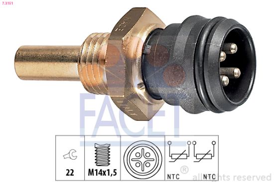 Obrázok Snímač teploty chladiacej kvapaliny FACET Made in Italy - OE Equivalent 73151