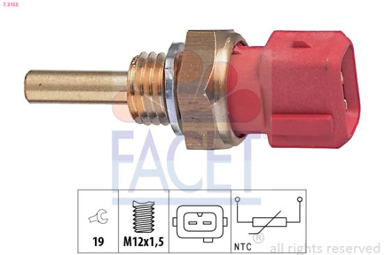 Obrázok Snímač teploty chladiacej kvapaliny FACET Made in Italy - OE Equivalent 73155