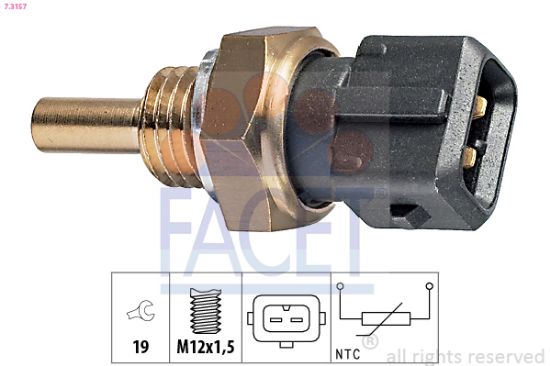 Obrázok Snímač teploty chladiacej kvapaliny FACET Made in Italy - OE Equivalent 73157