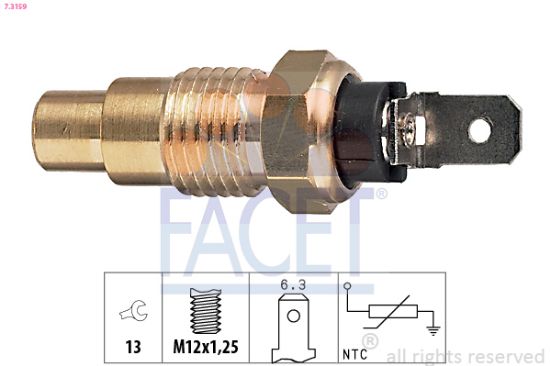 Obrázok Snímač teploty chladiacej kvapaliny FACET Made in Italy - OE Equivalent 73159