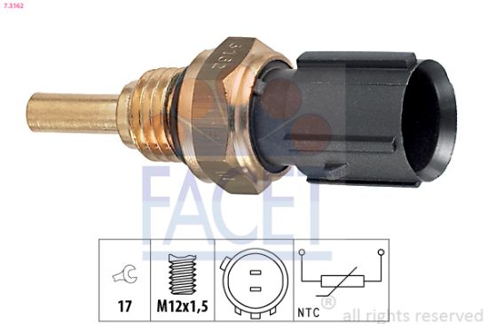 Obrázok Snímač teploty chladiacej kvapaliny FACET Made in Italy - OE Equivalent 73162